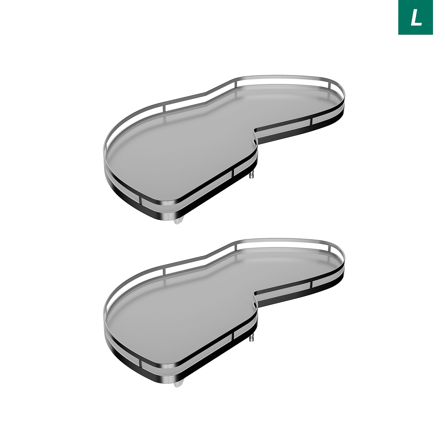 Комплект полок левый Леманс 600 мм Арена СТИЛЬ (2 полки + рычаги) ХРОМ Kessebohmer | официальный магазин