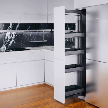 КОМПЛЕКТ ПВ, Диспенса 90° 300 мм, H 1200-1600, Арена ПЬЮР, 4 полки, цвет АНТРАЦИТ Kessebohmer | официальный магазин